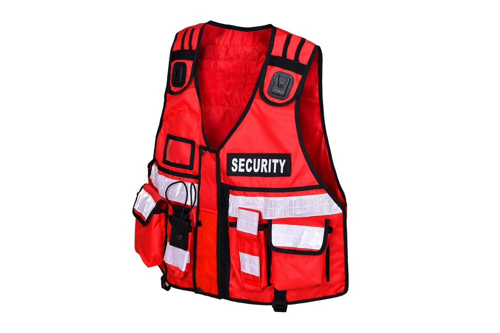 Rac3 Red Cordoura Hi Viz Security Tactical CCTV Tac Vest