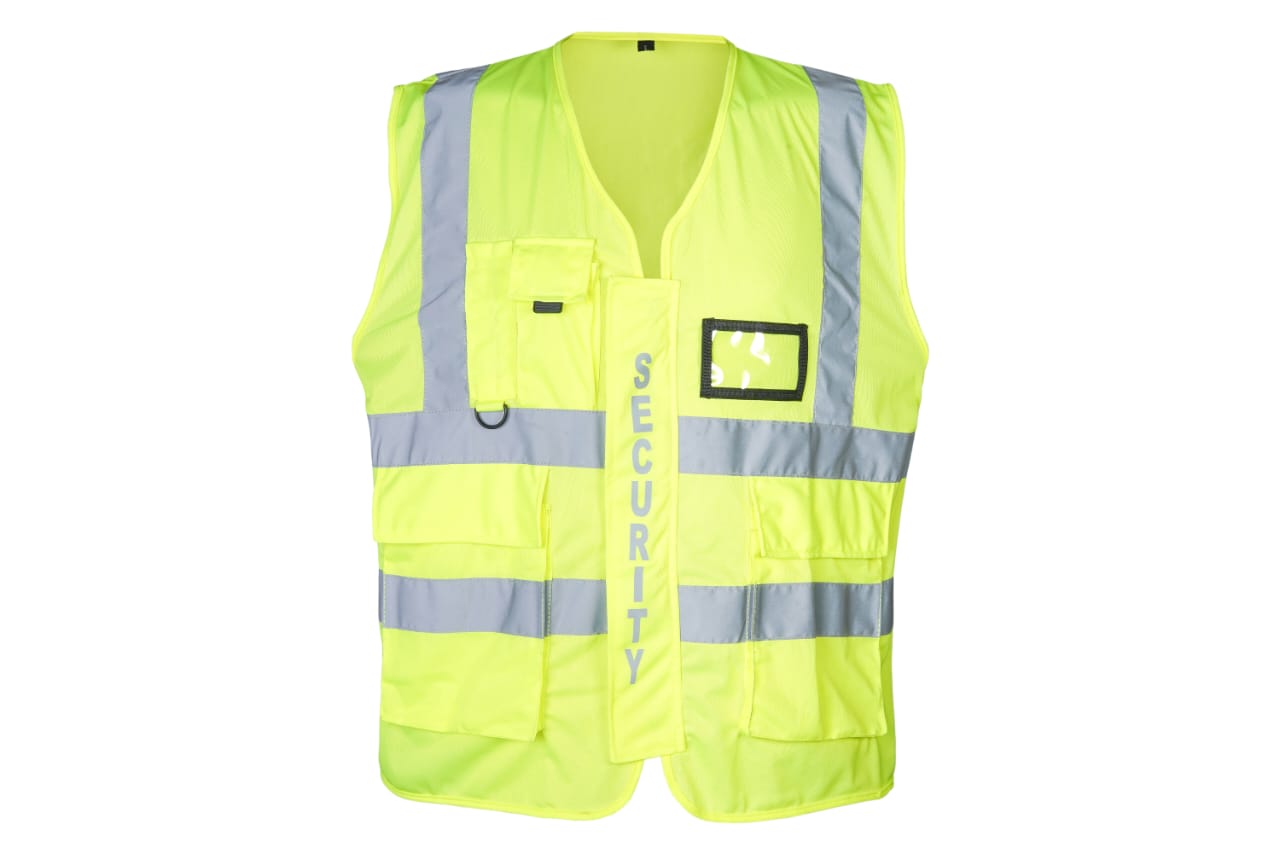 Rac3 HI VIZ VIS VEST HIGH VISIBILITY WORK WAISTCOAT WITH PHONE & ID POCKETS YELLOW